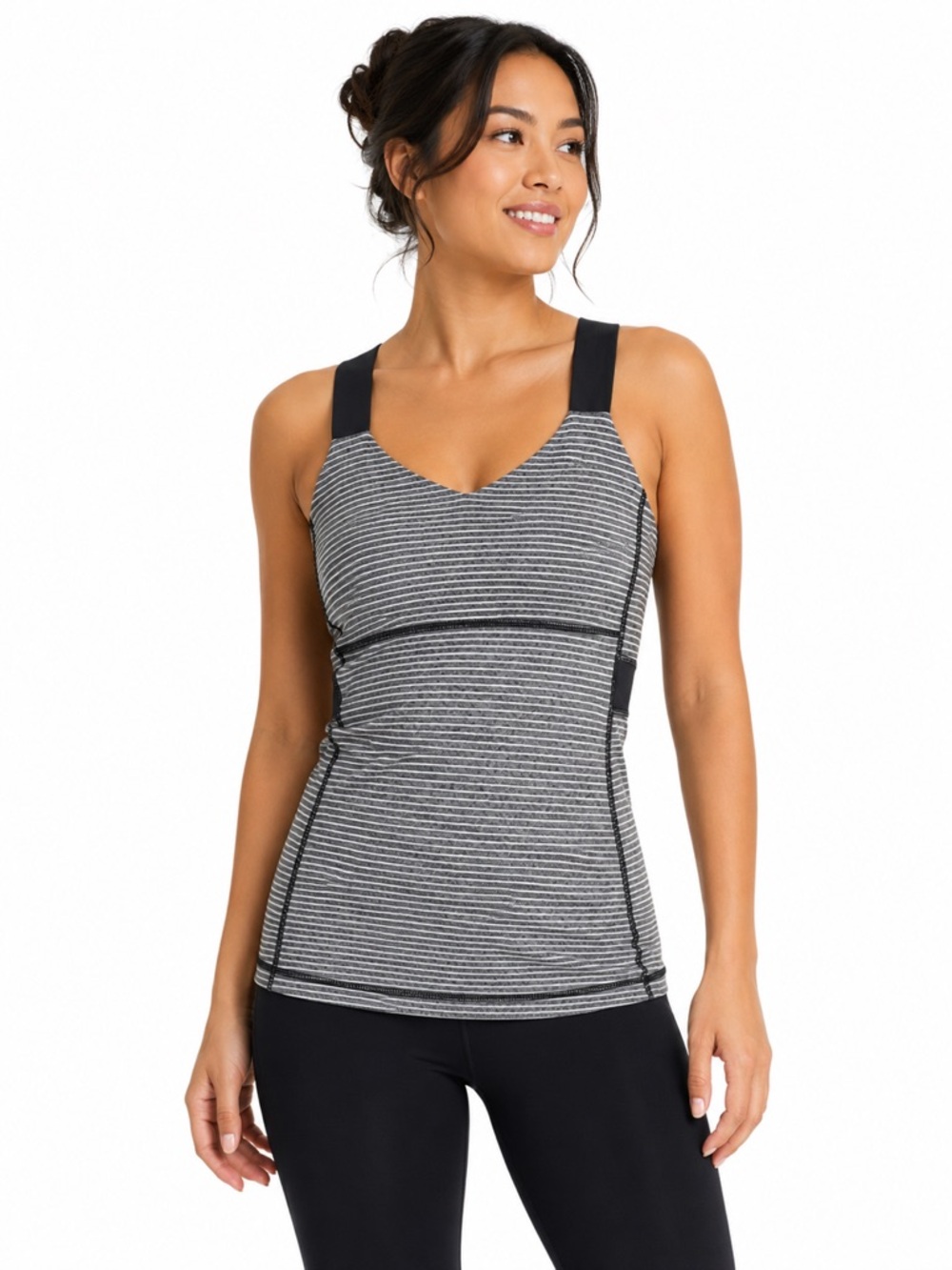 Lululemon Push Ur Limits Tank Size 10 Luxtreme Built In Bra Yoga Run Stripe